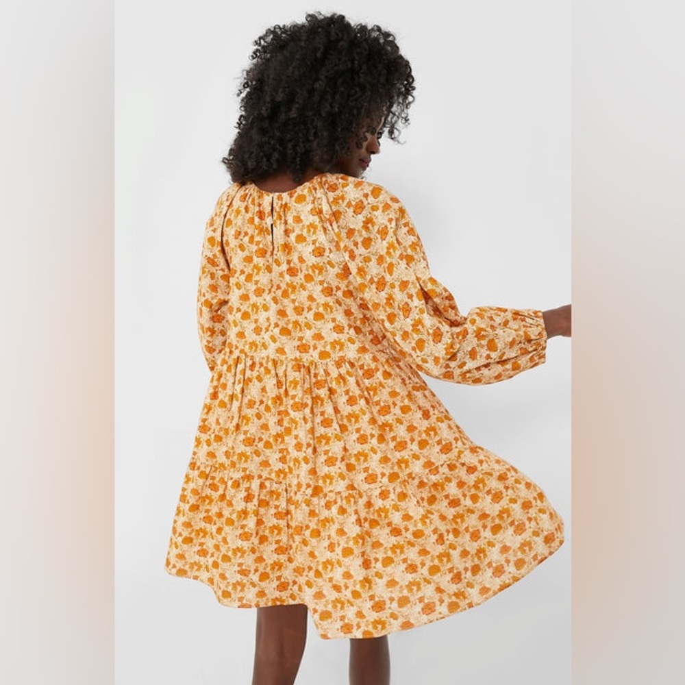 Hyacinth House Burnt Orange Floral Brynn Mini Dress Sz XL Cotton blend tnuck - Picture 12 of 16